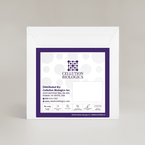 Cellution Biologics package with contact information.