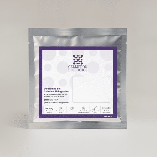 Sterile medical packaging with branding label.
