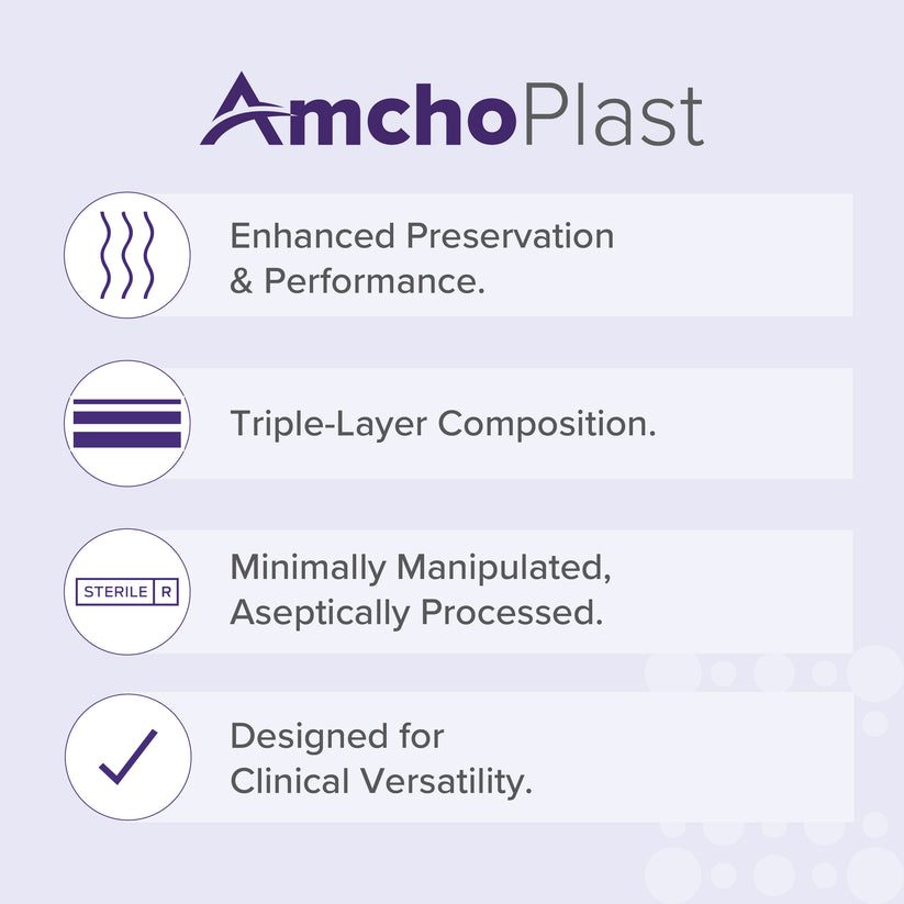 AmchoPlast features and benefits overview graphic.