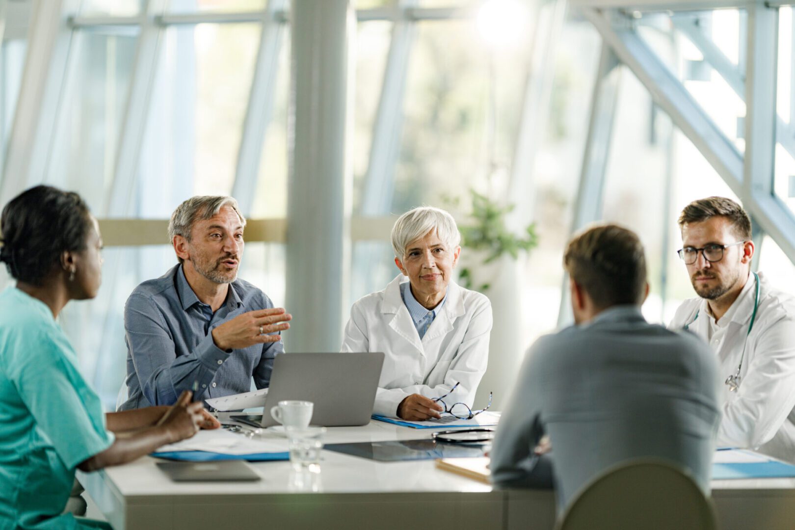 Doctors and professionals having a meeting discussion.