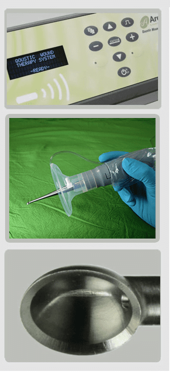 Medical equipment with control panel and tools.